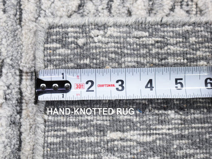 Modern / Contemporary hand-knotted wool rug in Gray, 1'10" x 2' — SKU O080409 (view 6)