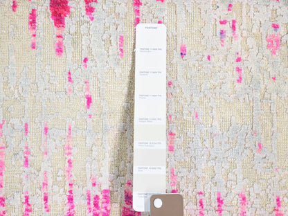 Modern / Contemporary hand-knotted wool/silk rug in Ivory, 2' x 3'2" — SKU O080411 (view 3)