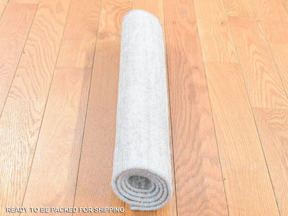 Beige 2'0" x 3'0" Modern and Contemporary Hand knotted Wool/Silk Rug - Sku: O080415