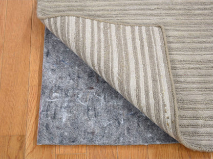 Beige 2'0" x 3'0" Modern and Contemporary Handloom Wool/Silk Rug - Sku: O080417