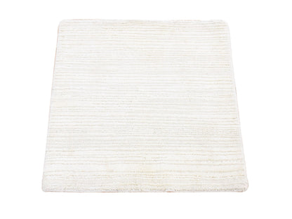 Ivory 2'1" x 2'1" Modern and Contemporary Handloom Wool/Silk Rug - Sku: O080418