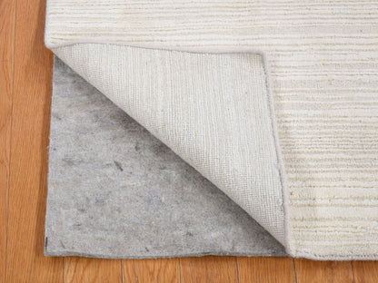 Modern / Contemporary hand-knotted wool/silk rug in Ivory, 2'1" x 2'1" — SKU O080418 (view 2)