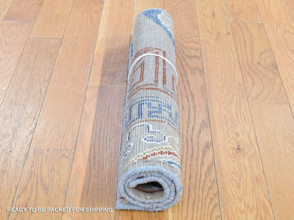 Beige 2'1" x 2'2" Khotan and Samarkand Hand knotted Wool Rug - Sku: O080421