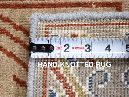 Beige 2'1" x 2'2" Khotan and Samarkand Hand knotted Wool Rug - Sku: O080421
