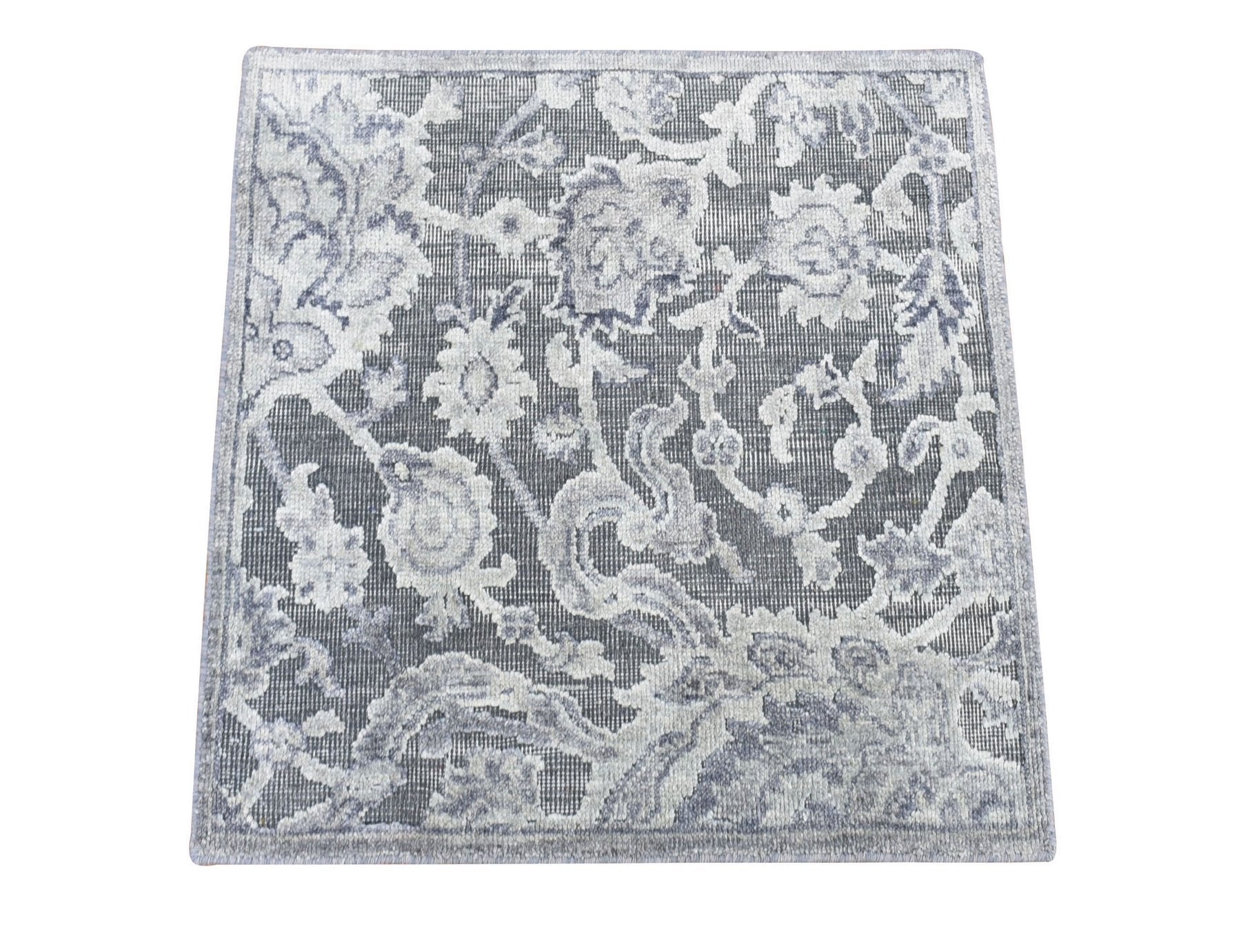 Oushak Oushak hand-knotted wool/silk rug in Gray, 2' x 2'1" — SKU O080422