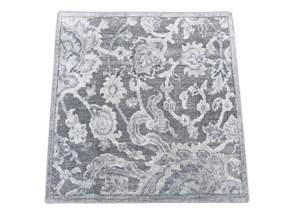 Oushak Oushak hand-knotted wool/silk rug in Gray, 2' x 2'1" — SKU O080422