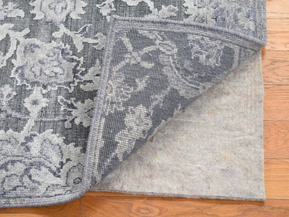Oushak Oushak hand-knotted wool/silk rug in Gray, 2' x 2'1" — SKU O080422 (view 2)