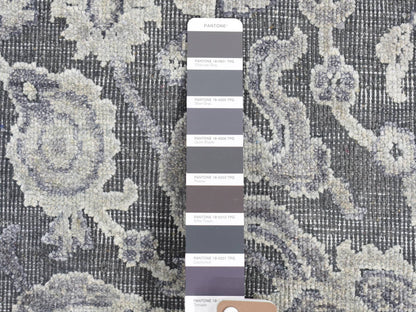 Oushak Oushak hand-knotted wool/silk rug in Gray, 2' x 2'1" — SKU O080422 (view 3)