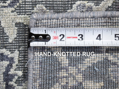 Grey 2'0" x 2'1" Oushak And Peshawar Hand knotted Wool/Silk Rug - Sku: O080422