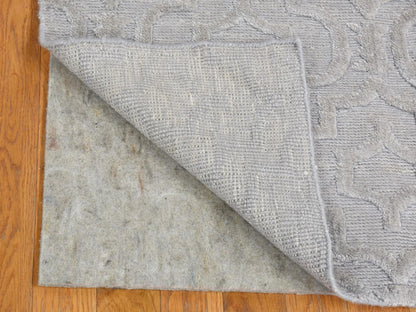 Modern / Contemporary hand-knotted wool/silk rug in Gray, 2' x 2'10" — SKU O080423 (view 2)