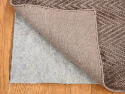 Brown 2'1" x 3'0" Modern / Contemporary Handloom Wool/Silk Rug - Sku: O080427