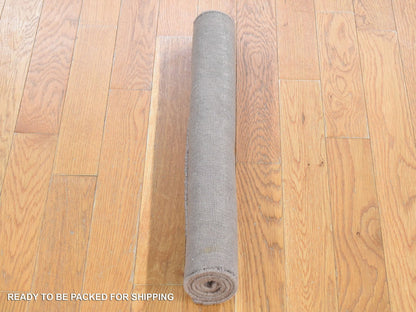 Brown 2'1" x 3'0" Modern / Contemporary Handloom Wool/Silk Rug - Sku: O080427