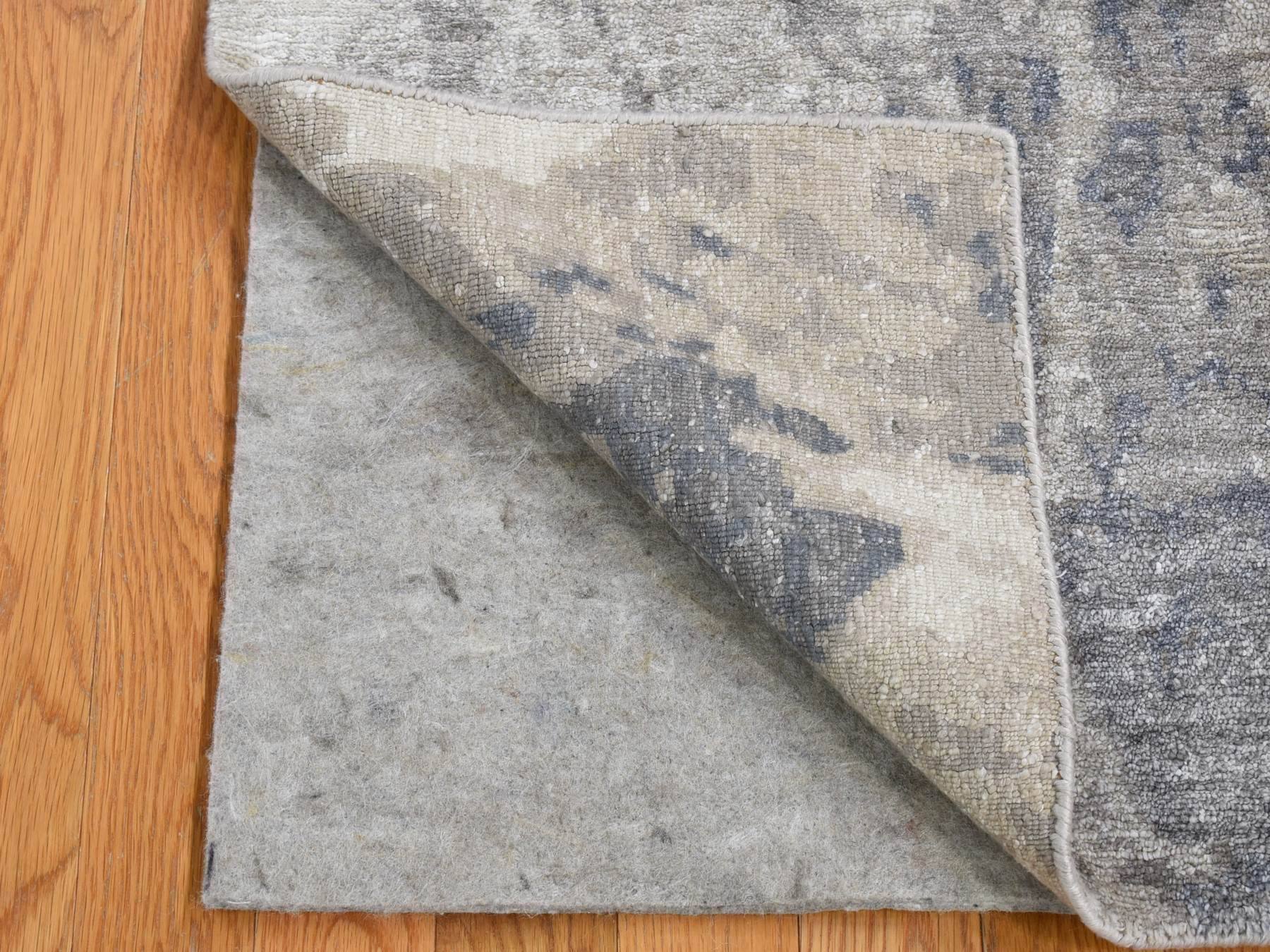 Modern / Contemporary hand-knotted wool/silk rug in Gray, 2' x 2'10" — SKU O080433 (view 2)