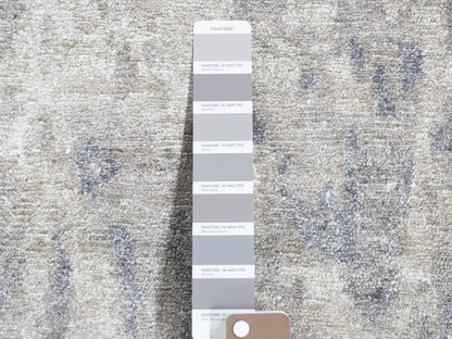 Grey 2'0" x 2'10" Modern / Contemporary Hand knotted Wool/Silk Rug - Sku: O080433