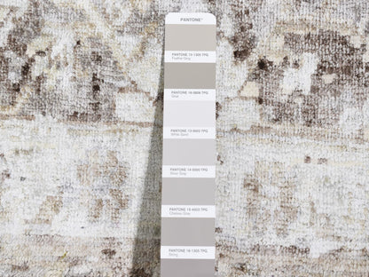 Modern / Contemporary hand-knotted wool/silk rug in Gray, 2' x 2' — SKU O080439 (view 3)