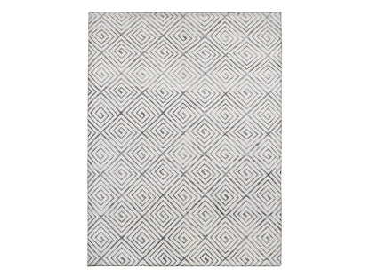 Modern / Contemporary hand-knotted wool/silk rug in Ivory, 9' x 12' — SKU O080447