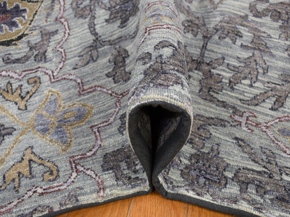 Transitional hand-knotted wool/silk rug in Gray, 9' x 12' — SKU O080451 (view 5)