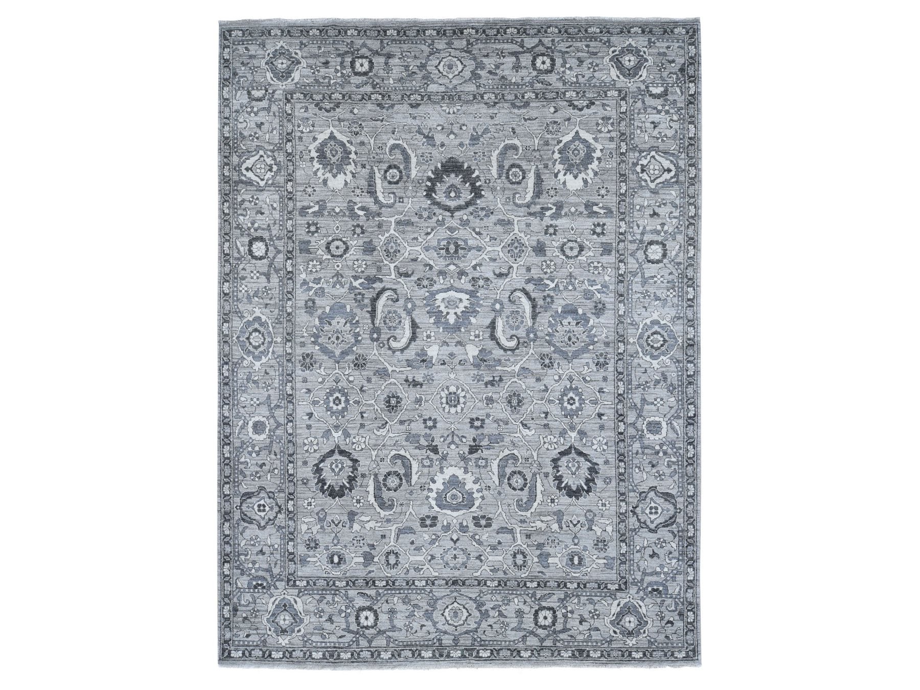 Sultanabad Oushak hand-knotted wool rug in Gray, 9'1" x 12'3" — SKU O080452