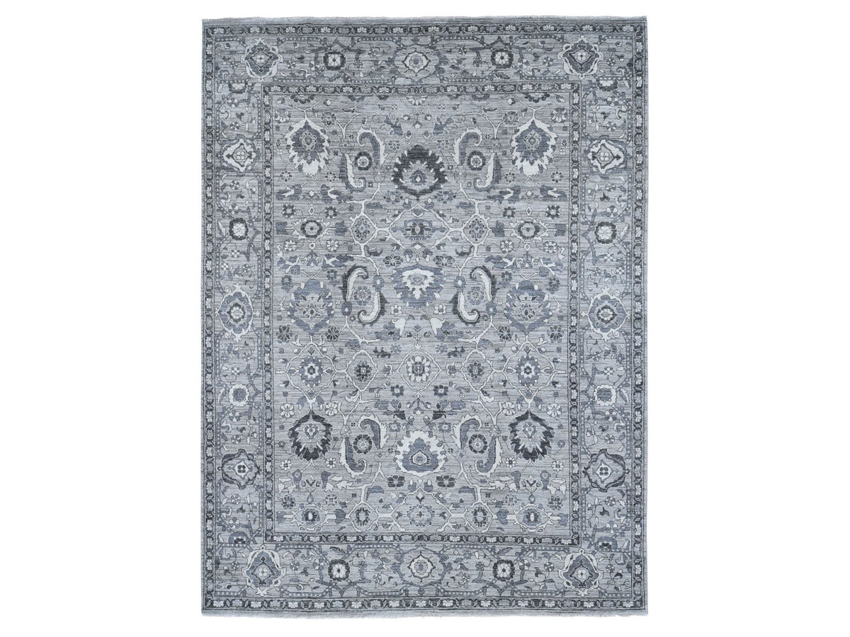Sultanabad Oushak hand-knotted wool rug in Gray, 9'1" x 12'3" — SKU O080452