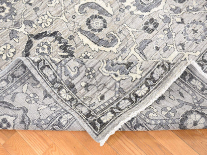 Grey 9'1" x 12'3" Oushak And Peshawar Hand knotted Wool Rug - Sku: O080452