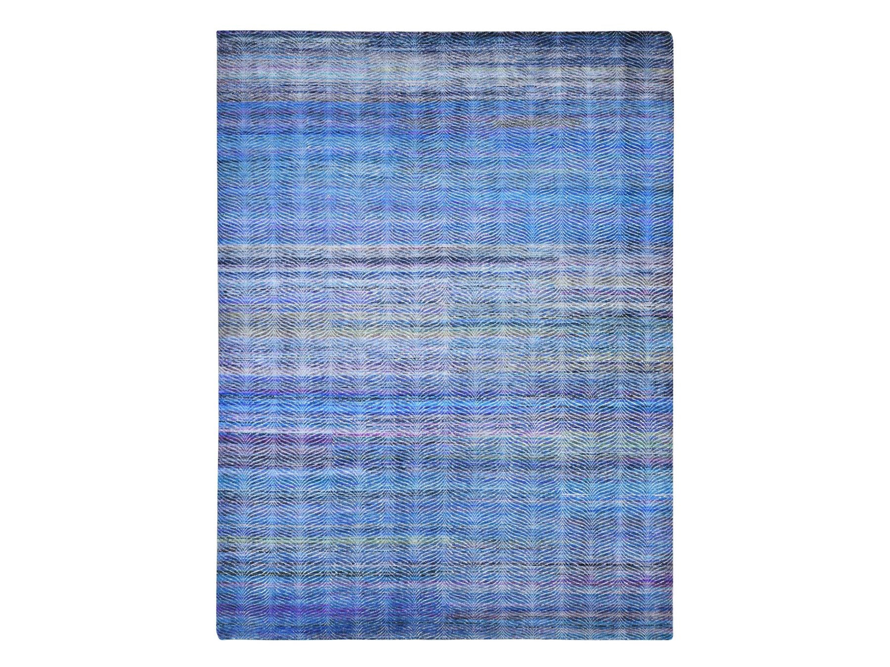 Modern / Contemporary hand-knotted wool/silk rug in Multicolored, 9' x 12'2" — SKU O080453