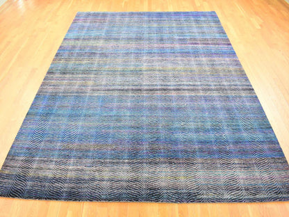 Multicolored 9'0" x 12'2" Modern / Contemporary Hand knotted Wool/Silk Rug - Sku: O080453