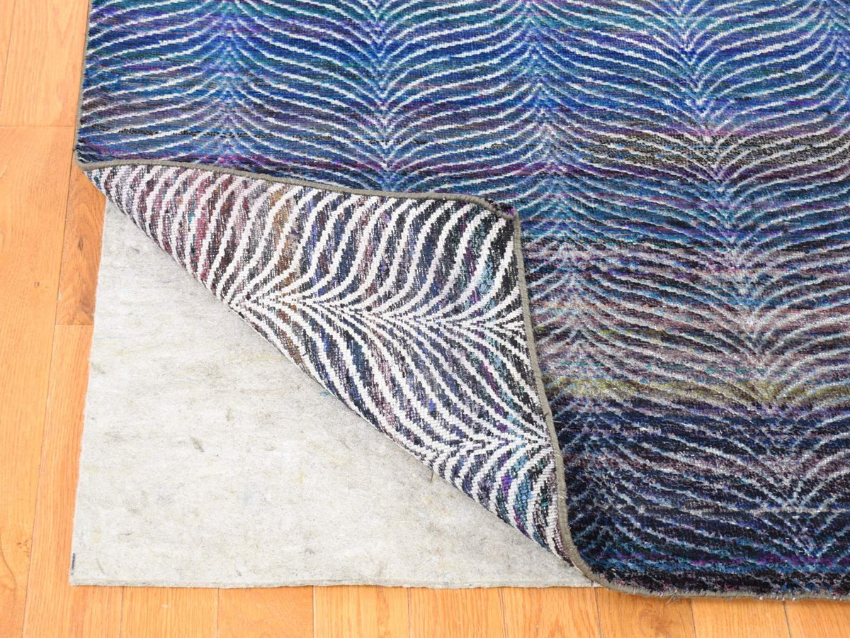 Modern / Contemporary hand-knotted wool/silk rug in Multicolored, 9' x 12'2" — SKU O080453 (view 4)