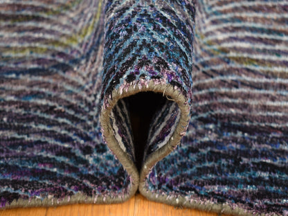 Modern / Contemporary hand-knotted wool/silk rug in Multicolored, 9' x 12'2" — SKU O080453 (view 5)