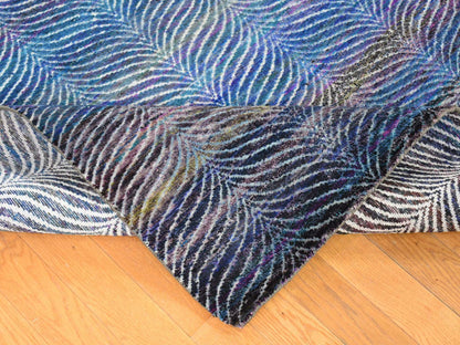 Modern / Contemporary hand-knotted wool/silk rug in Multicolored, 9' x 12'2" — SKU O080453 (view 6)