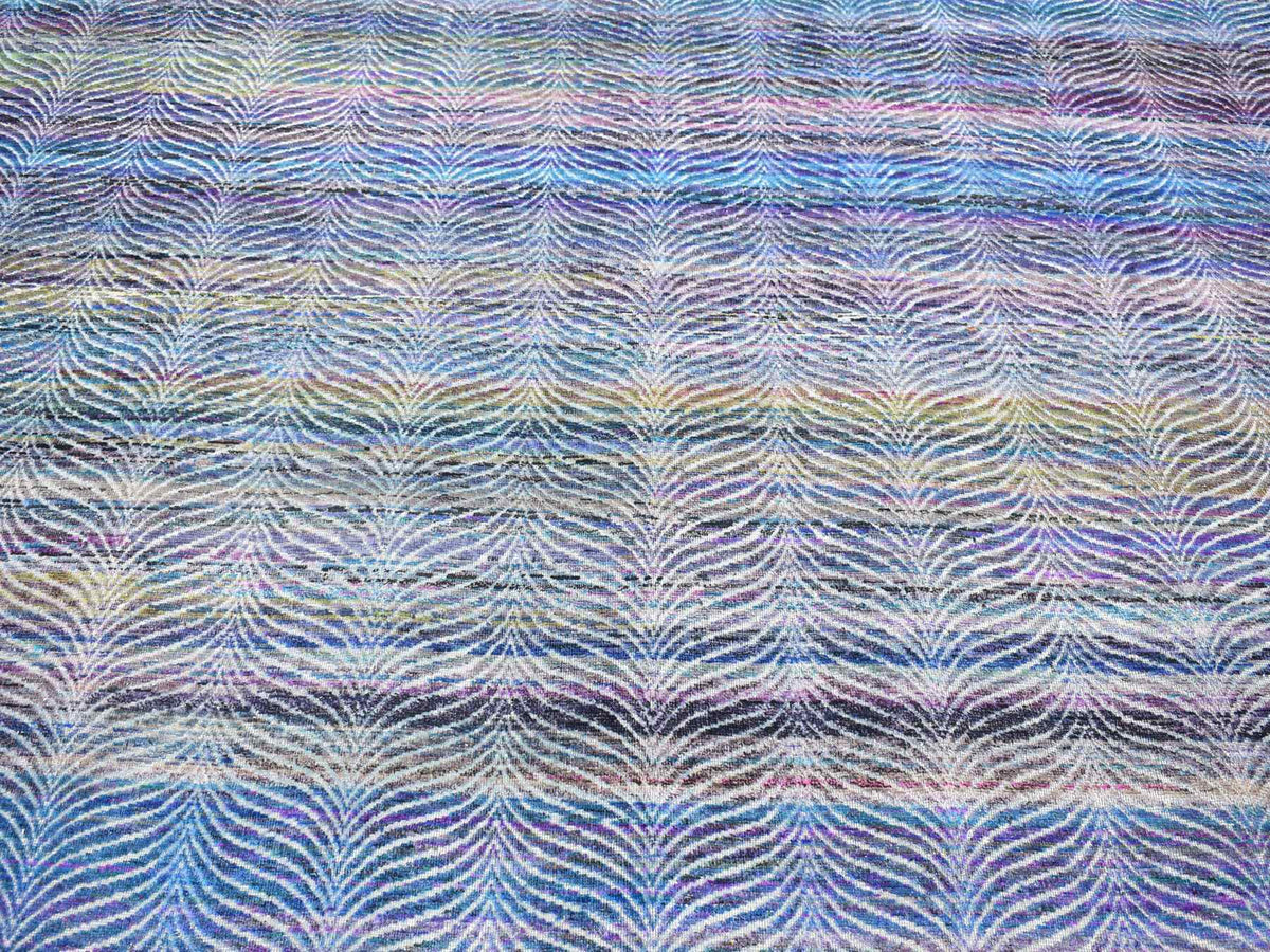 Modern / Contemporary hand-knotted wool/silk rug in Multicolored, 9' x 12'2" — SKU O080453 (view 8)
