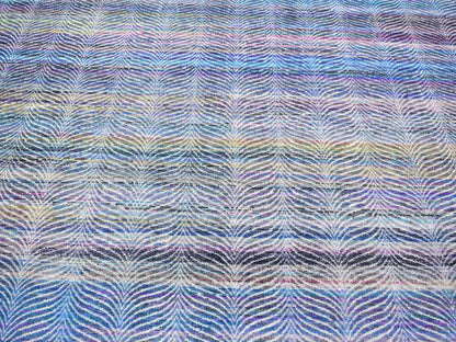 Modern / Contemporary hand-knotted wool/silk rug in Multicolored, 9' x 12'2" — SKU O080453 (view 8)