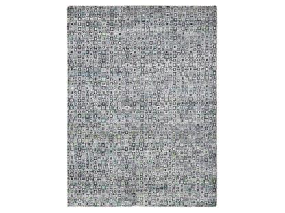 Grey 9'0" x 12'3" Modern / Contemporary Hand knotted Wool/Silk Rug - Sku: O080455