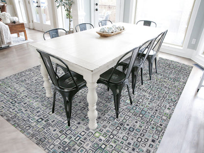 Modern / Contemporary hand-knotted wool/silk rug in Gray, 9' x 12'3" — SKU O080455 (view 2)