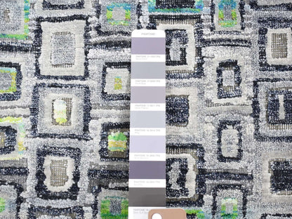 Modern / Contemporary hand-knotted wool/silk rug in Gray, 9' x 12'3" — SKU O080455 (view 8)