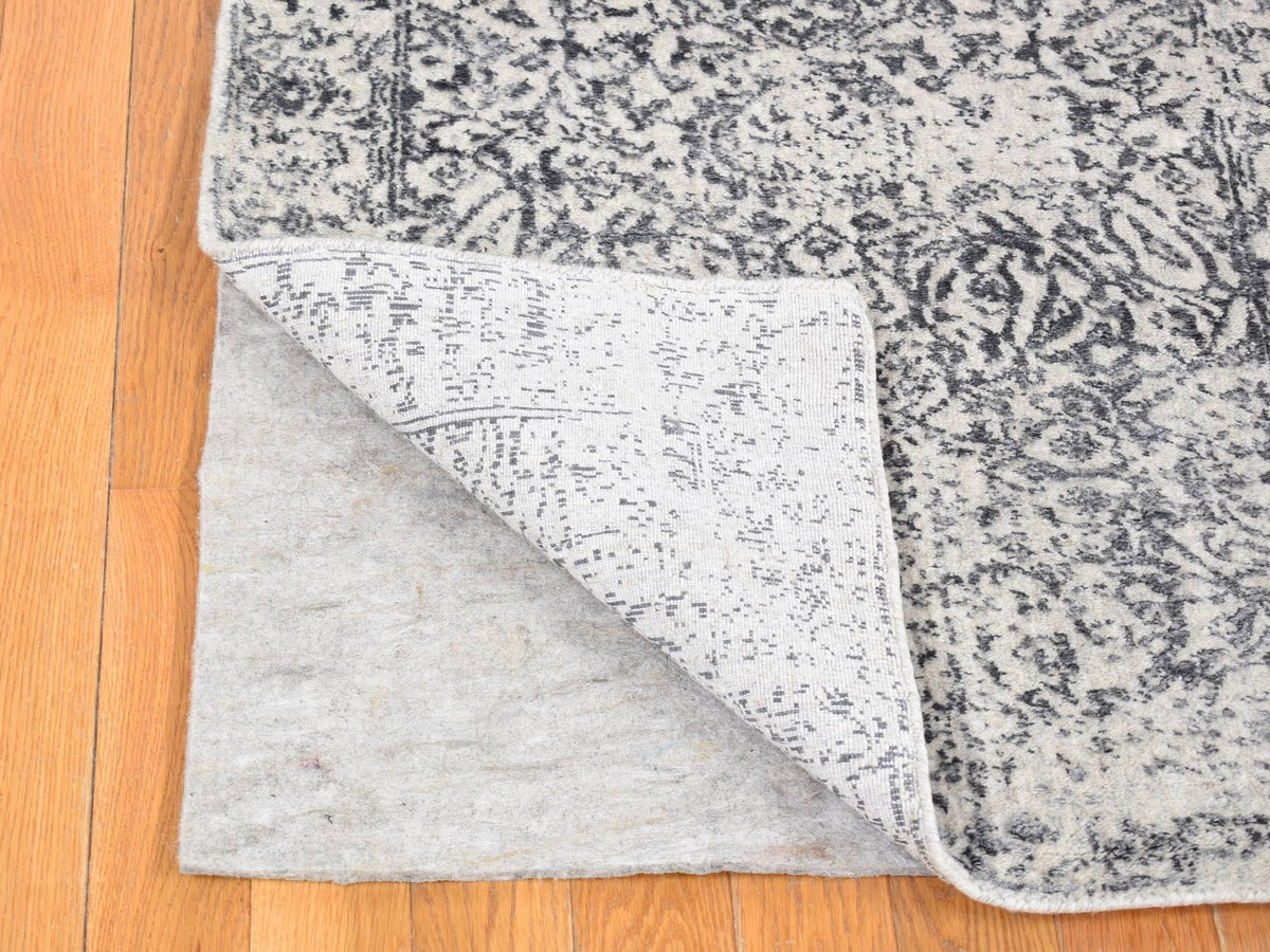 Modern / Contemporary hand-knotted wool/silk runner in Gray, 2'5" x 12' — SKU O080458 (view 2)