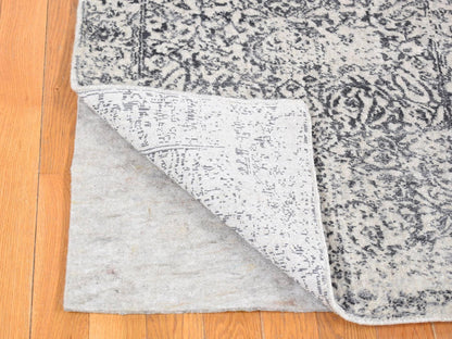 Modern / Contemporary hand-knotted wool/silk runner in Gray, 2'5" x 12' — SKU O080458 (view 2)