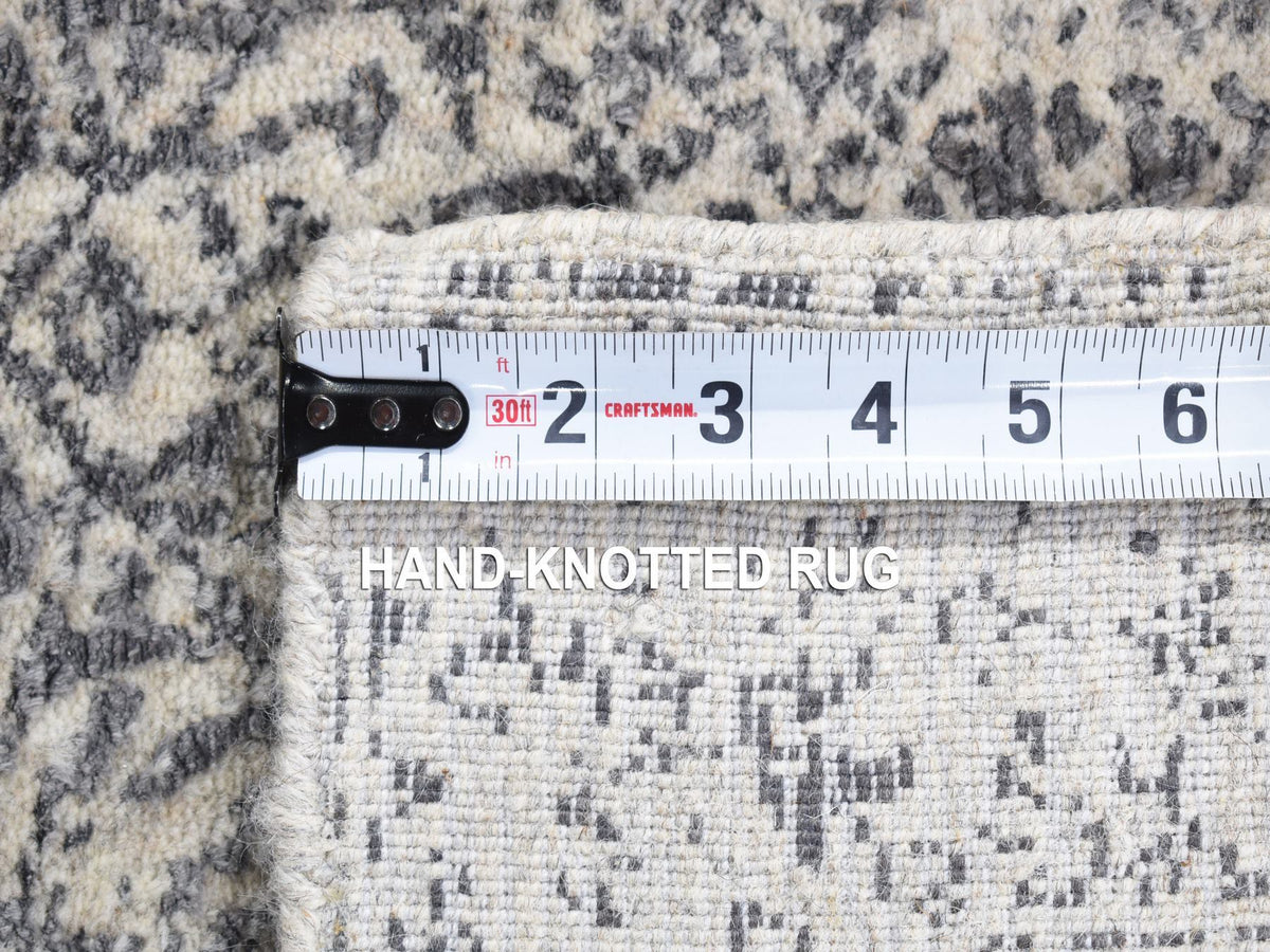 Modern / Contemporary hand-knotted wool/silk runner in Gray, 2'5" x 12' — SKU O080458 (view 6)