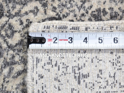 Modern / Contemporary hand-knotted wool/silk runner in Gray, 2'5" x 12' — SKU O080458 (view 6)