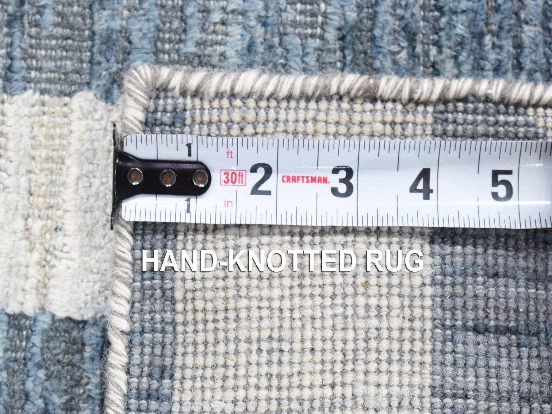Modern / Contemporary hand-knotted wool/silk rug in Ivory, 2'1" x 3'2" — SKU O080460 (view 6)