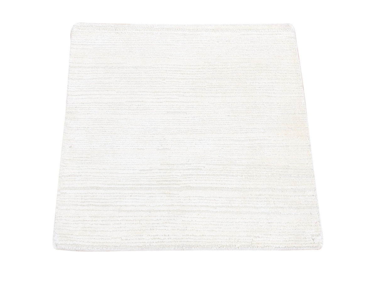 Modern / Contemporary hand-knotted wool/silk rug in Ivory, 2'1" x 2'1" — SKU O080463