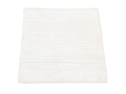 Modern / Contemporary hand-knotted wool/silk rug in Ivory, 2'1" x 2'1" — SKU O080463