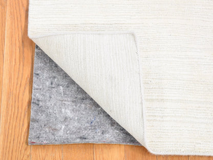 Modern / Contemporary hand-knotted wool/silk rug in Ivory, 2'1" x 2'1" — SKU O080463 (view 2)