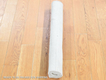 Ivory 2'1" x 2'1" Modern and Contemporary Hand knotted Wool/Silk Rug - Sku: O080463