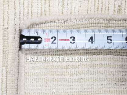 Modern / Contemporary hand-knotted wool/silk rug in Ivory, 2'1" x 2'1" — SKU O080463 (view 6)