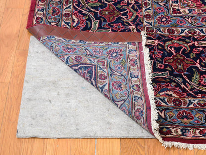 Kashan Persian hand-knotted wool rug in Red & Navy Blue, 14'2" x 17'2" — SKU O080502 (view 4)