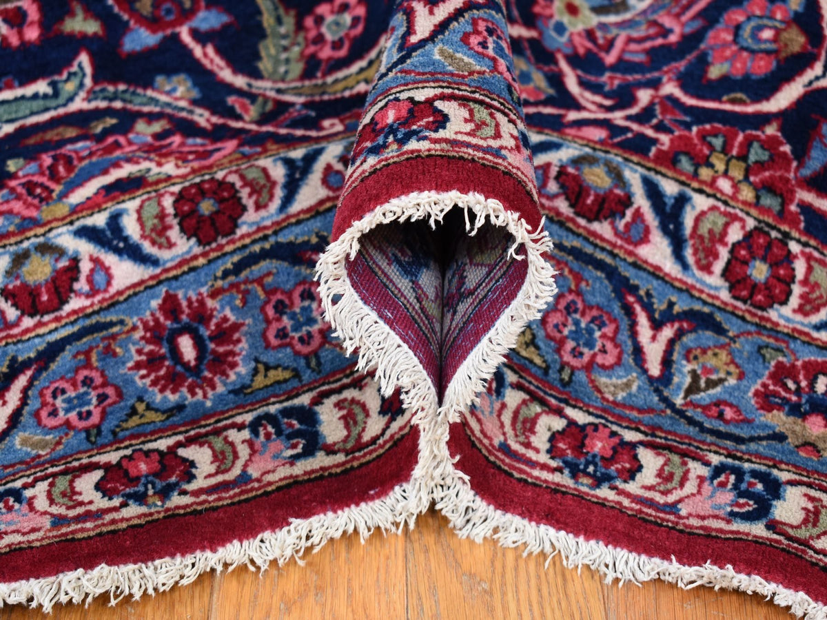 Kashan Persian hand-knotted wool rug in Red & Navy Blue, 14'2" x 17'2" — SKU O080502 (view 5)