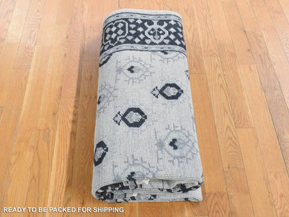 Oushak hand-knotted wool rug in Ivory & Black, 6' x 9' — SKU O080504 (view 6)