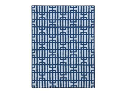 Blue 5'2" x 7'0" Flat Weave Hand woven Wool Rug - Sku: O080533
