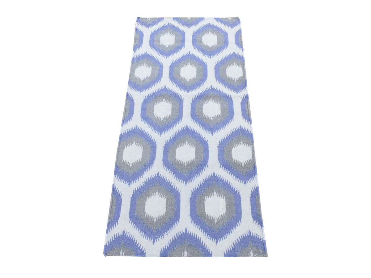 Kilim Flat-Weave hand-knotted wool rug in Gray, 2'5" x 6' — SKU O080534