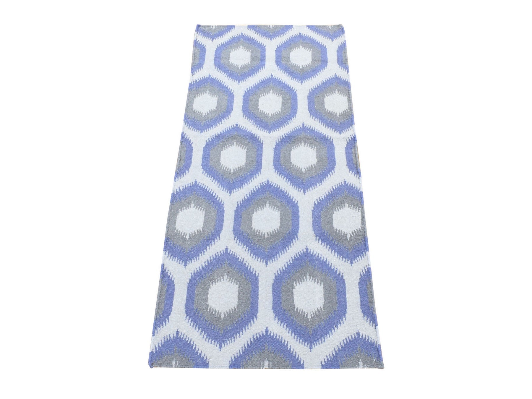 Kilim Flat-Weave hand-knotted wool rug in Gray, 2'5" x 6' — SKU O080534